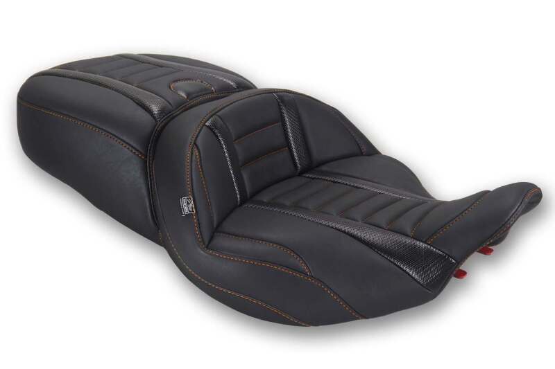 Mustang Motorcycle Mustang 23-26 Harley CVO Road Glide, Street Glide, ST Deluxe 1pc 2Up Blk w/Mandarin Orange Thread