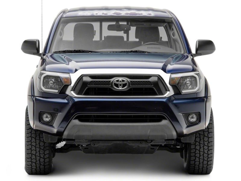 Raxiom 12-15 Toyota Tacoma Axial Series Headlights w/ LED Bar- Black Housing (Clear Lens)