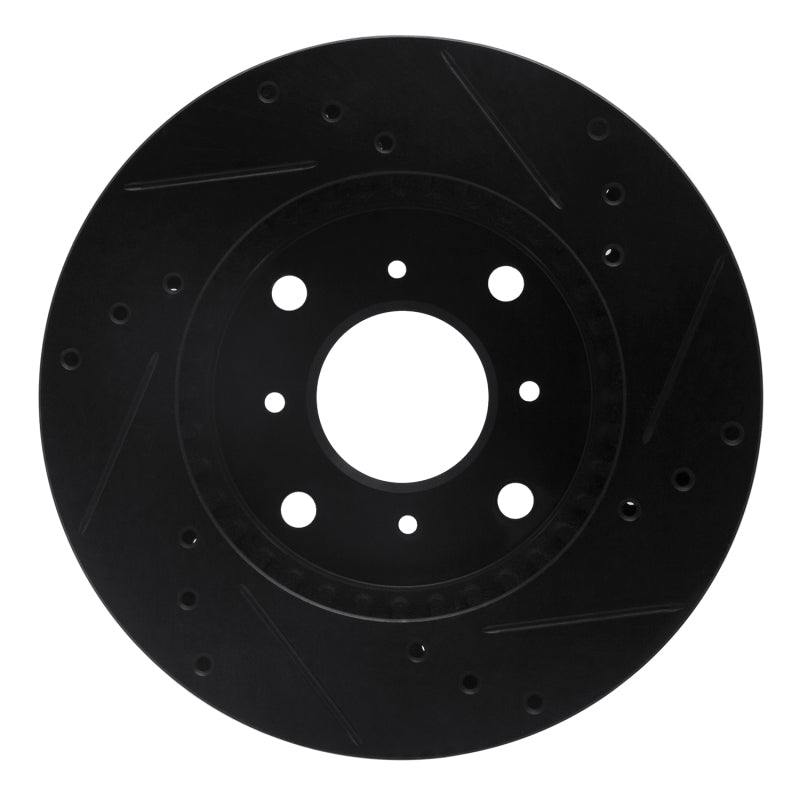 R1 Concepts R1 92-96 Honda Prelude Front Left Drilled & Slotted Black Brake Rotor