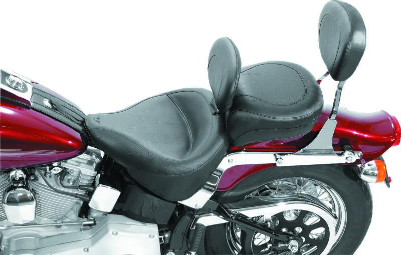 Mustang Motorcycle Mustang 00-15 Harley Softail Standard Rear Tire Wide Touring Solo Seat w/Driver Backrest - Black