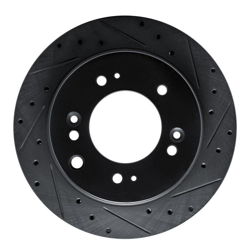 R1 Concepts R1 07-09 Kia Sorento Rear Right Drilled & Slotted Black Brake Rotor