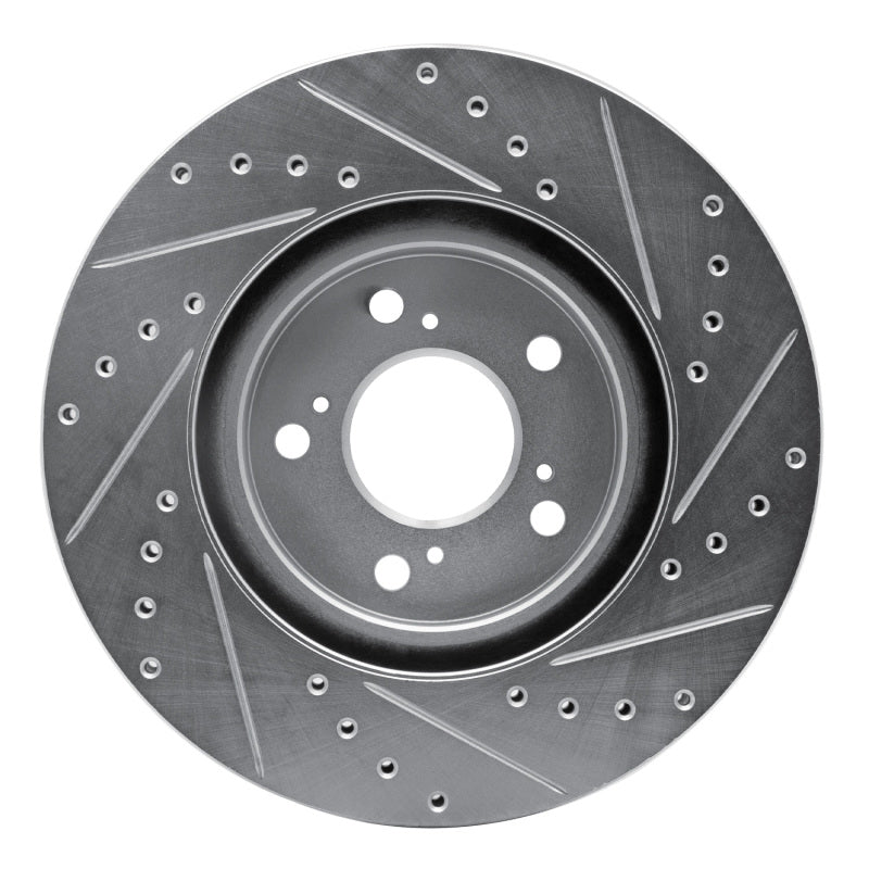 R1 Concepts R1 05-12 Acura RL Front Left Drilled & Slotted Silver Brake Rotor