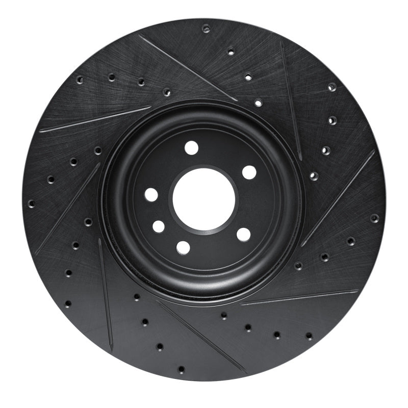 R1 Concepts R1 16-24 Jaguar XF Front Left Drilled & Slotted Black Brake Rotor