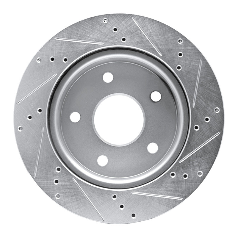 R1 Concepts R1 05-11 Dodge Dakota 4WD Front Left Drilled & Slotted Silver Brake Rotor