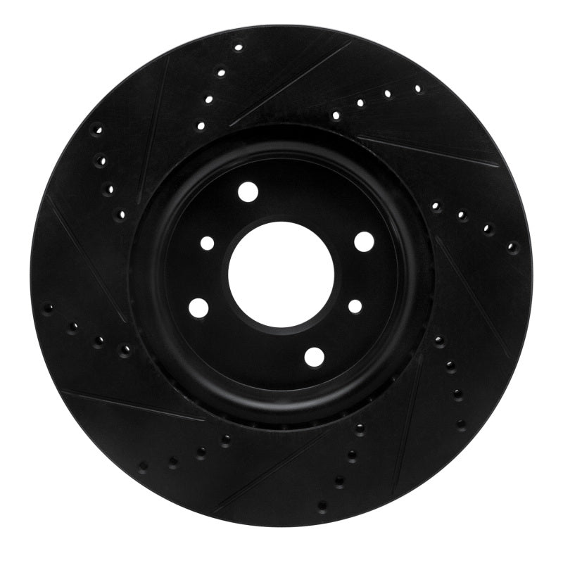 R1 Concepts R1 04-06 Nissan Sentra Front Right Drilled & Slotted Black Brake Rotor