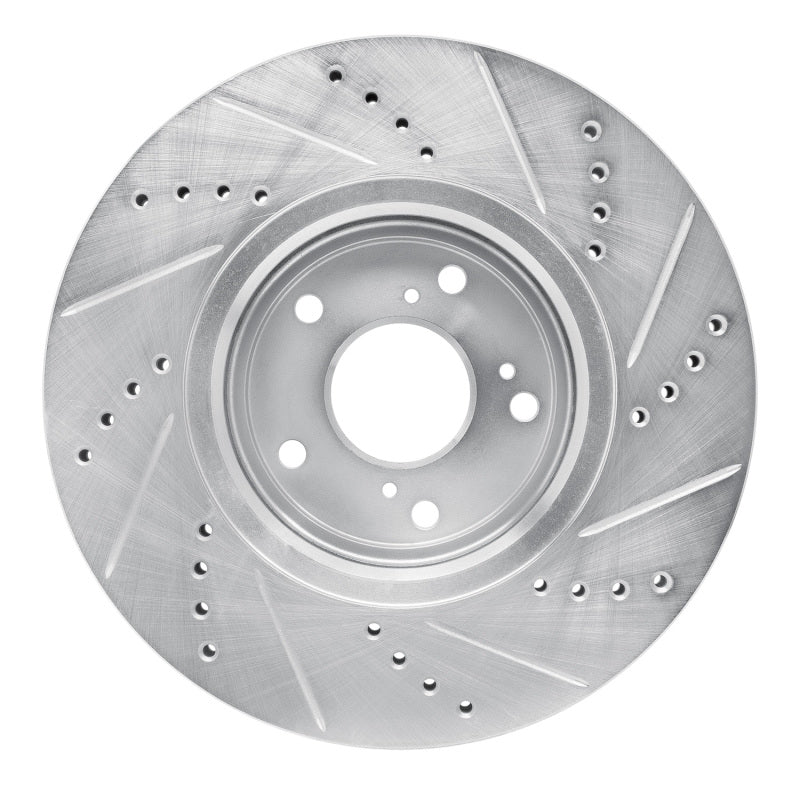 R1 Concepts R1 16-22 Acura ILX Front Left Drilled & Slotted Silver Brake Rotor