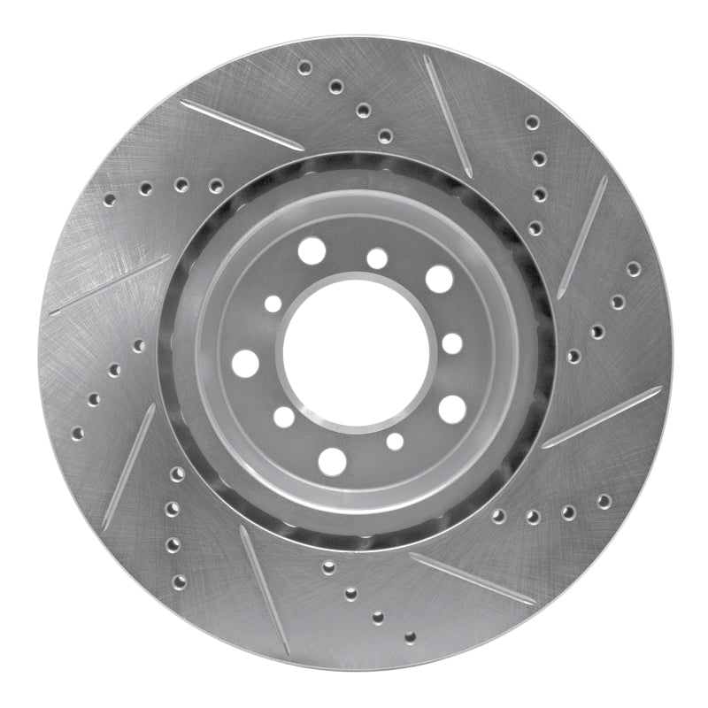R1 Concepts R1 2001-2006 BMW M3 Right Front Drilled & Slotted Silver Brake Rotor