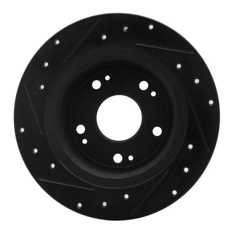 R1 Concepts R1 05-17 Honda Accord Rear Right Drilled & Slotted Black Brake Rotor