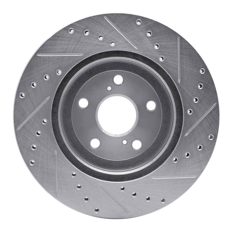 R1 Concepts R1 04-09 Lexus RX350 Front Left Drilled & Slotted Silver Brake Rotor
