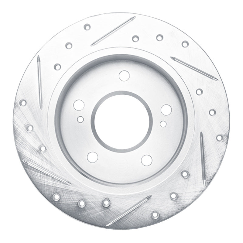 R1 Concepts R1 94-98 Nissan 240SX Rear Right Drilled & Slotted Silver Brake Rotor