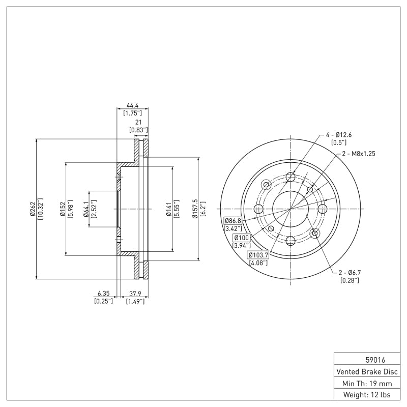 DFC 90-17 Acura EL Front GeoSPEC Coated Rotor