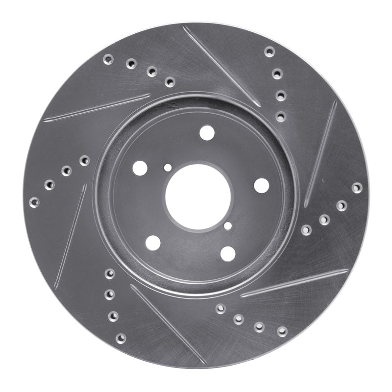 R1 Concepts R1 15-19 Subaru Legacy Front Left Drilled & Slotted Silver Brake Rotor