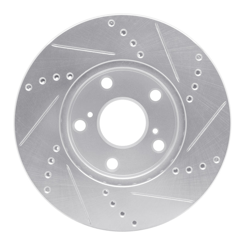 R1 Concepts R1 92-06 Lexus ES300 Front Left Drilled & Slotted Silver Brake Rotor