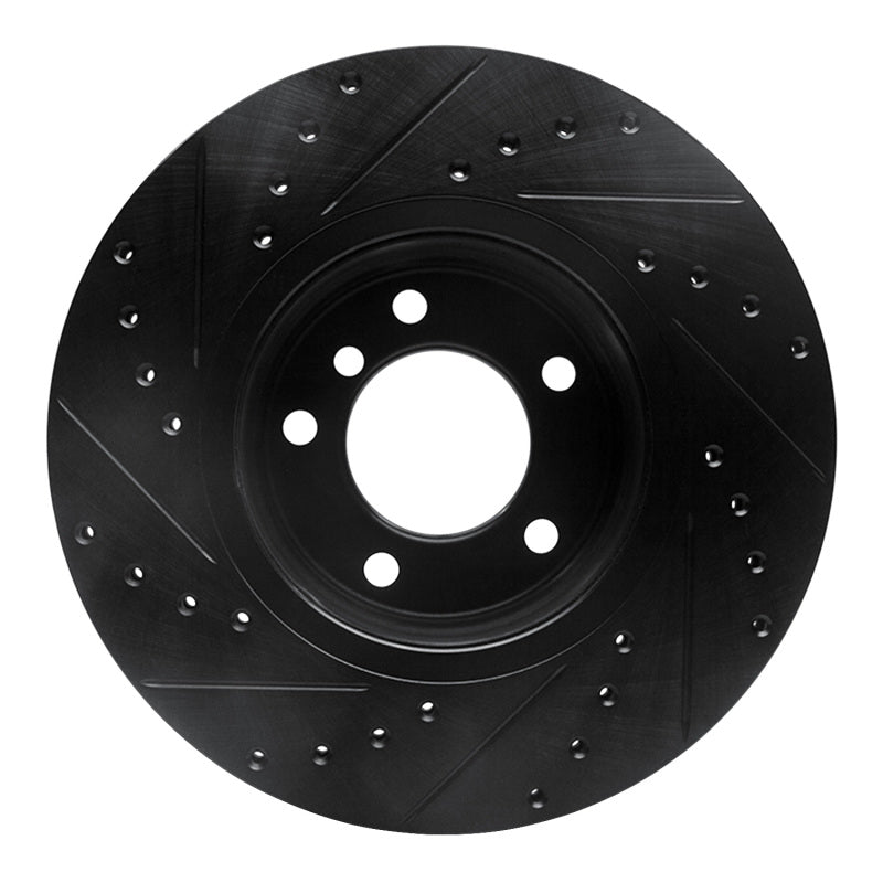 R1 Concepts R1 04-10 BMW 525i (Mexico) Front Right Drilled & Slotted Black Brake Rotor