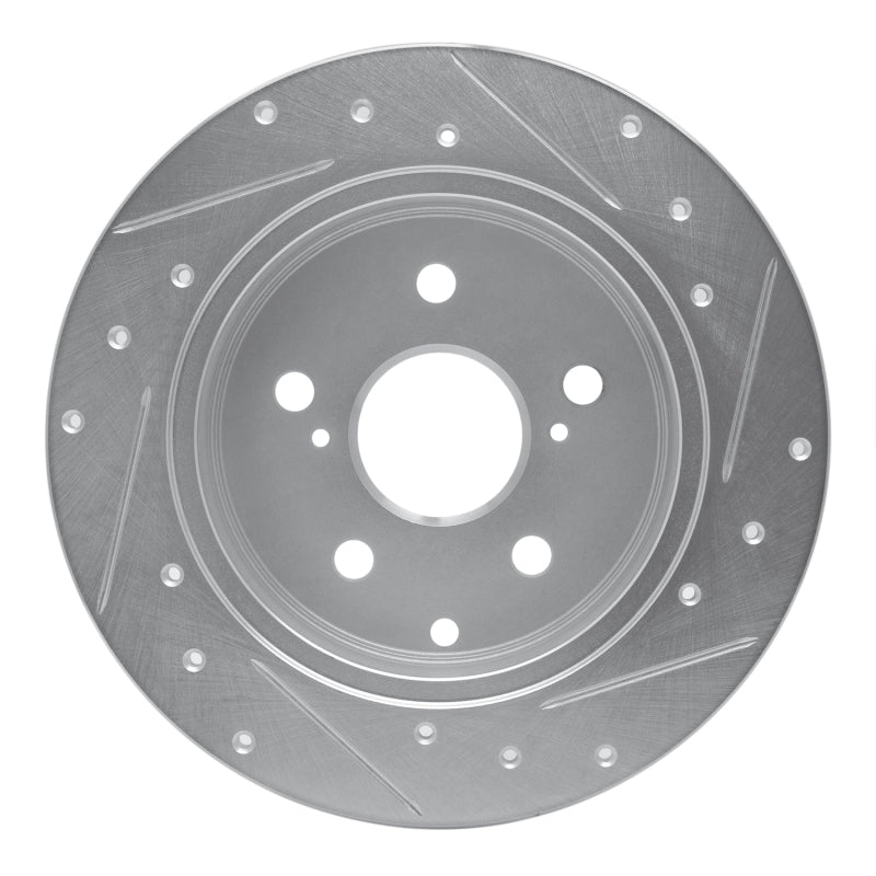 R1 Concepts R1 06-18 Lexus HS250H Rear Left Drilled & Slotted Silver Brake Rotor