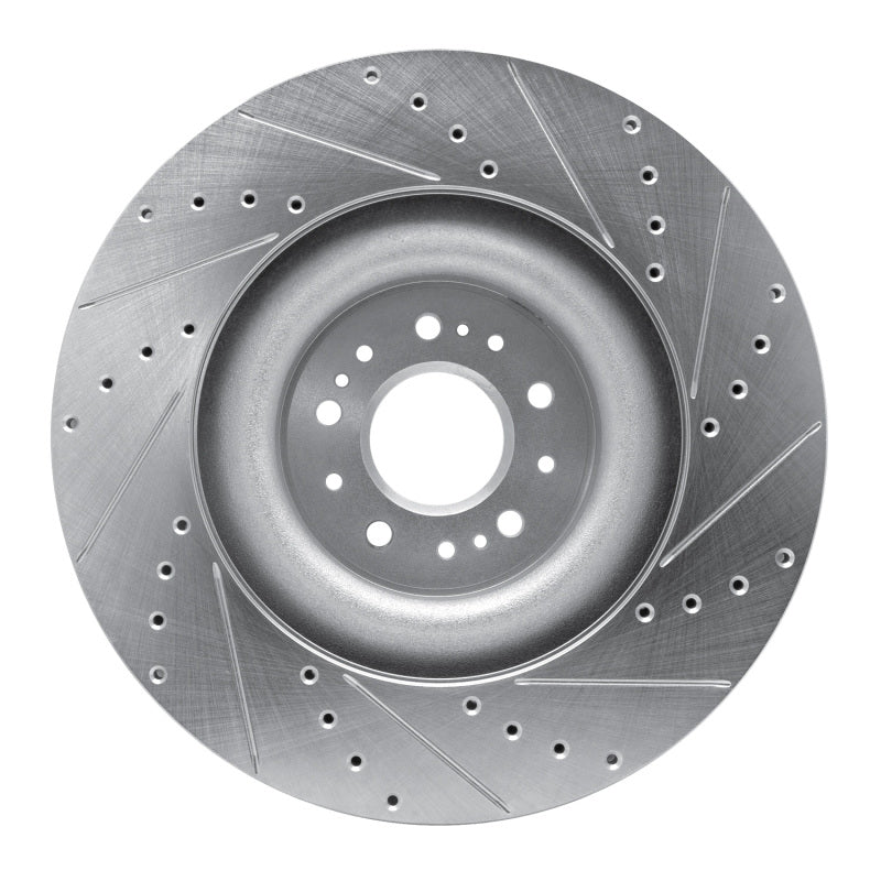 R1 Concepts R1 17-22 Genesis G90 Front Left Drilled & Slotted Silver Brake Rotor