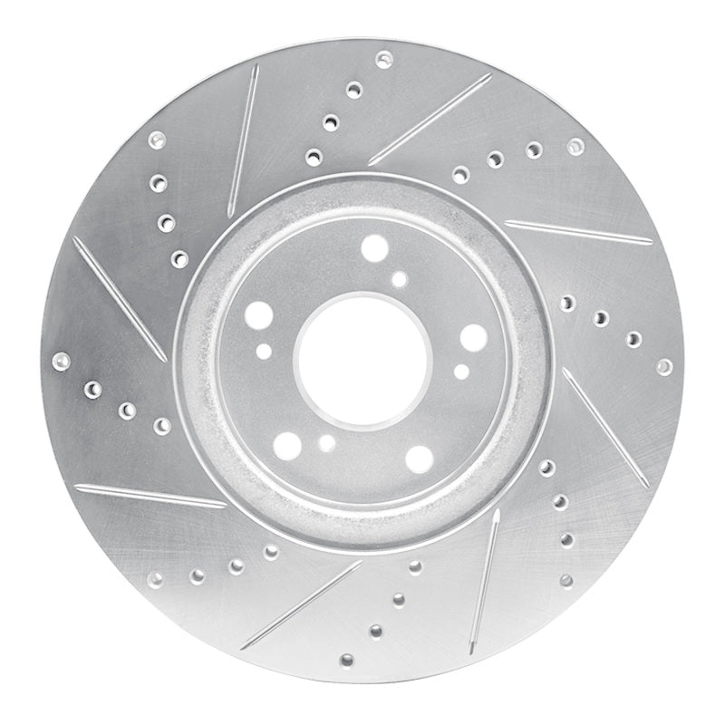 R1 Concepts R1 04-08 Acura TL Front Right Drilled & Slotted Silver Brake Rotor