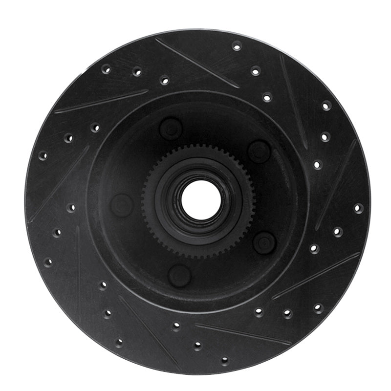 R1 Concepts R1 94-03 Ford E-150 Econoline Front Left Drilled & Slotted Black Brake Rotor