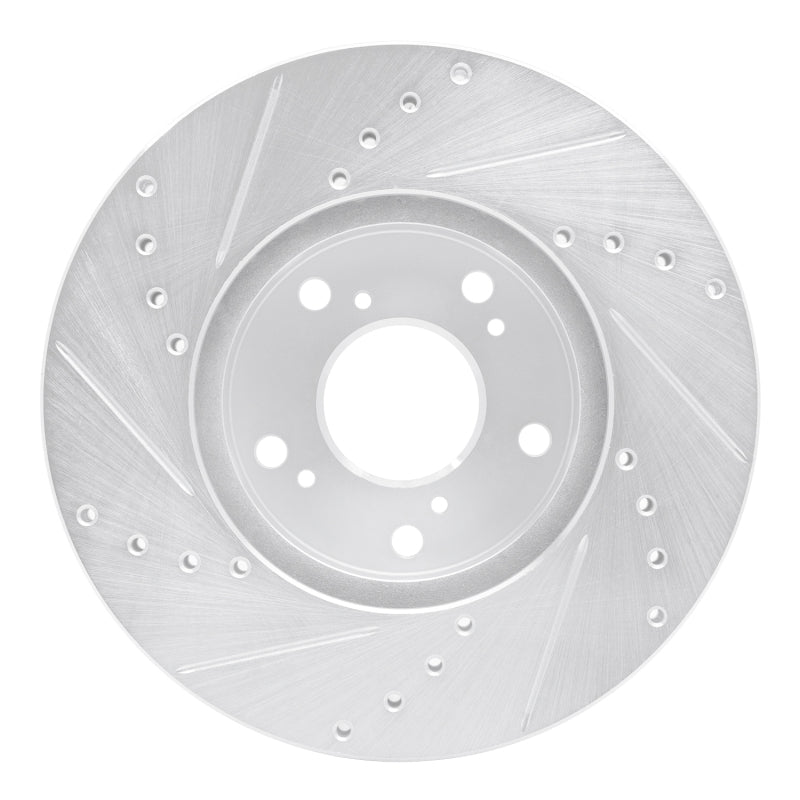 R1 Concepts R1 98-22 Acura CSX Front Right Drilled & Slotted Silver Brake Rotor