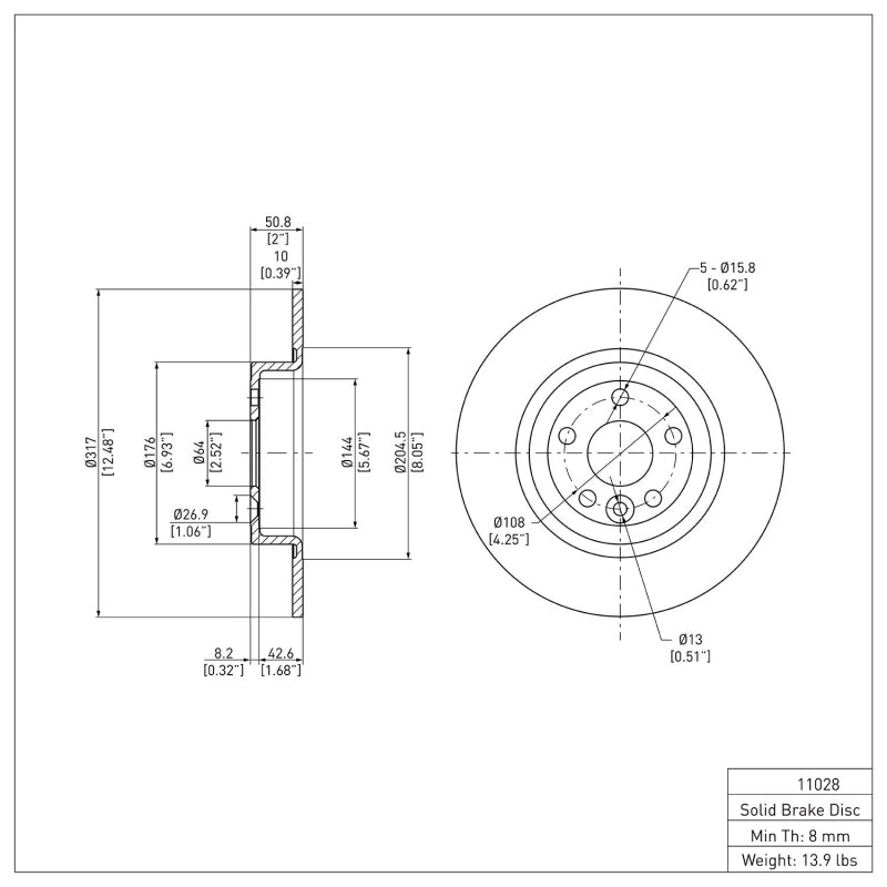 DFC 16-19 Land Rover Range Rover Evoque Rear Brake Rotor