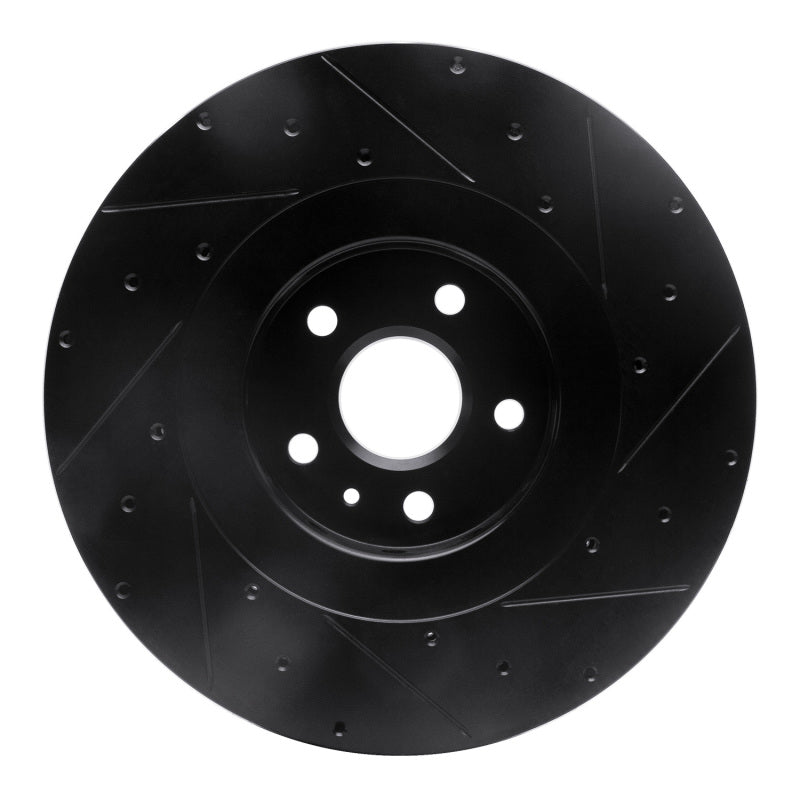 R1 Concepts R1 09-15 Cadillac CTS Front Left Drilled & Slotted Black Brake Rotor