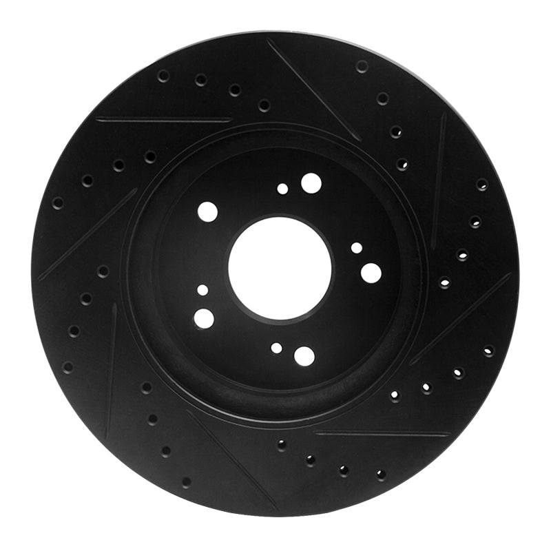 R1 Concepts R1 07-16 Acura RDX Front Left Drilled & Slotted Black Brake Rotor