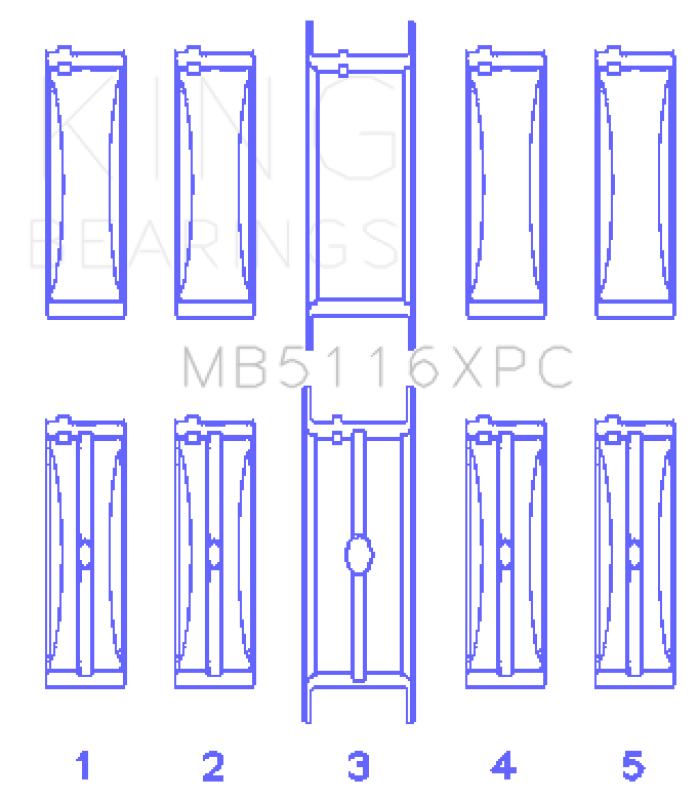 King Engine Bearings Chrysler 426CI / 440CI V8 OHV Coated Performance Main Bearing Set