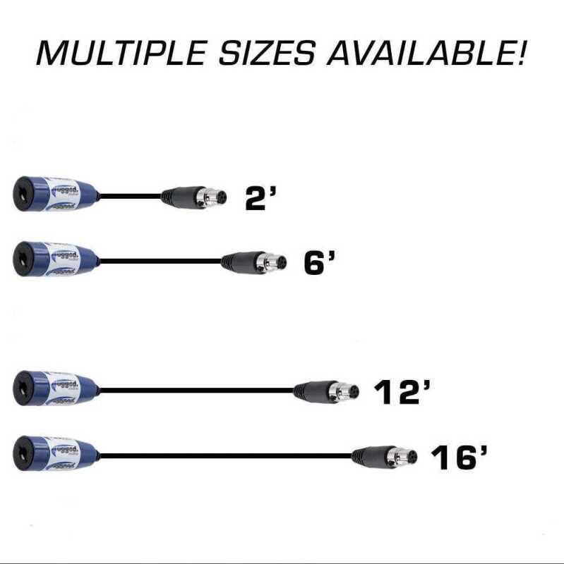 Rugged Radios OFFROAD Straight Cable to Intercom (Select Length) 16 Feet