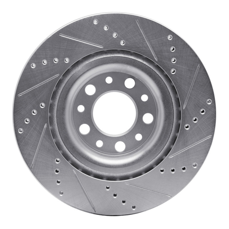 R1 Concepts R1 2017-2025 Alfa Romeo Stelvio Rear Left Drilled & Slotted Silver Brake Rotor