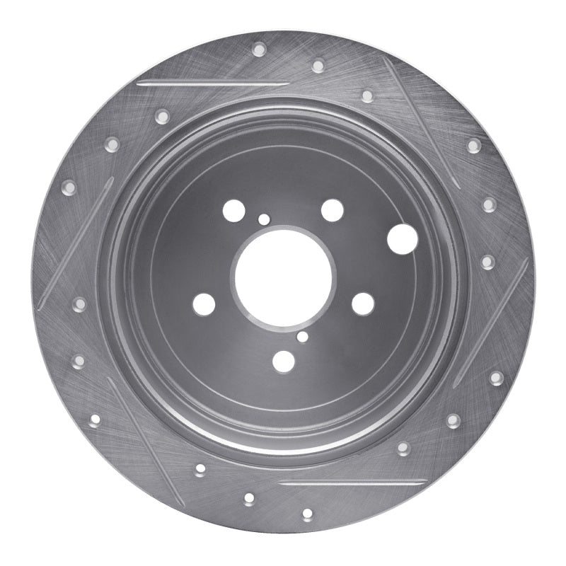 R1 Concepts R1 08-15 Subaru Impreza Rear Left Drilled & Slotted Silver Brake Rotor