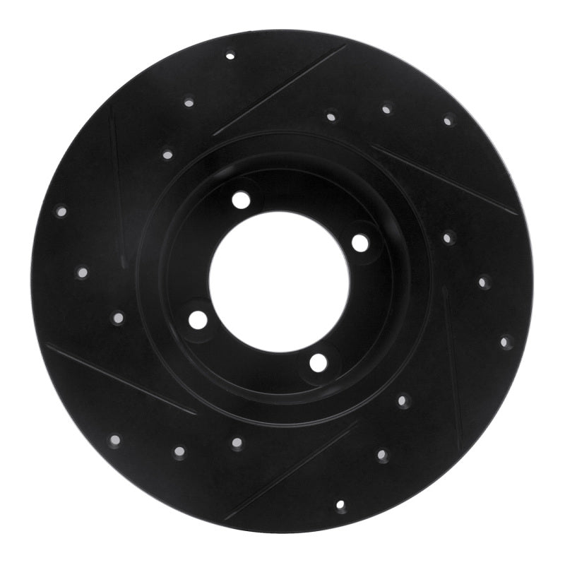 R1 Concepts R1 70-73 Nissan 240Z Front Right Drilled & Slotted Black Brake Rotor