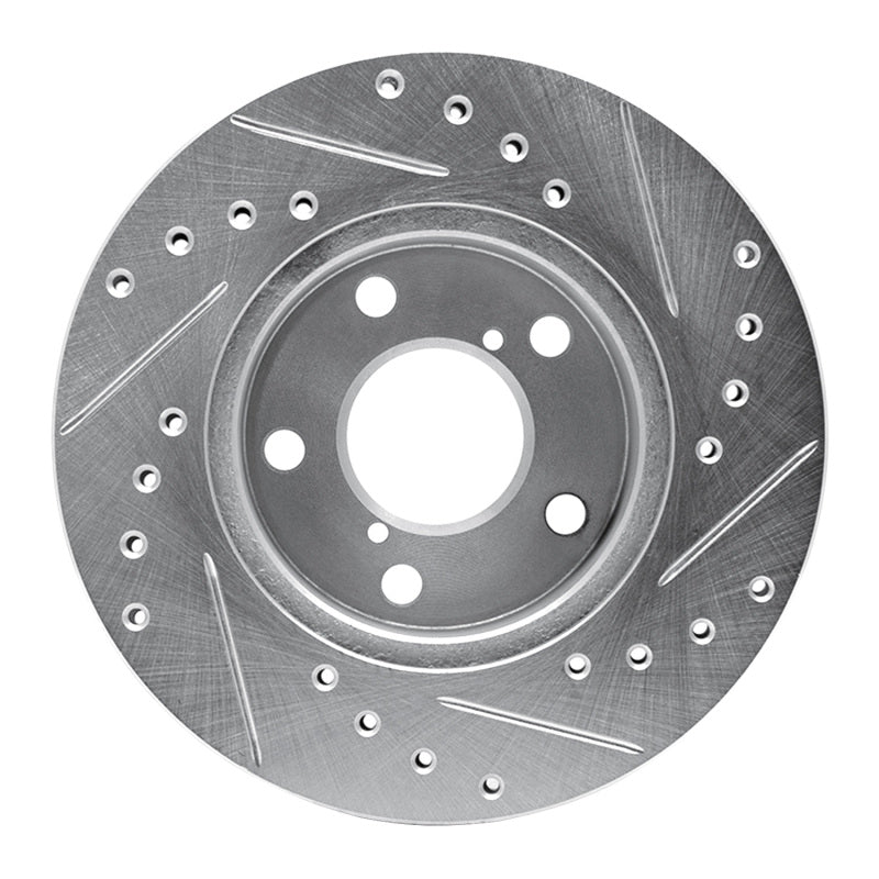 R1 Concepts R1 93-96 Subaru Impreza Front Left Drilled & Slotted Silver Brake Rotor