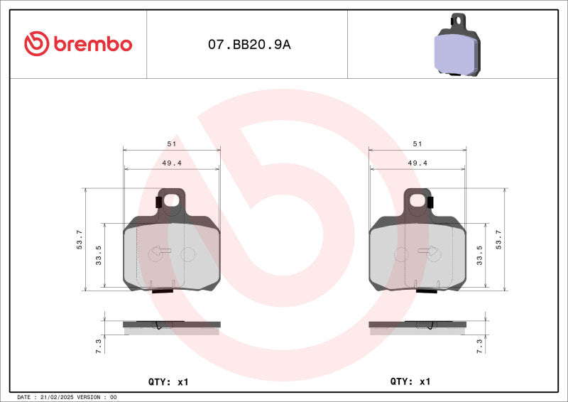 Brembo Powersports Brembo 1999 Bombardier Traxter 500 4x4 Auto Sinter Genuine Disc Brake Pad Set - Front
