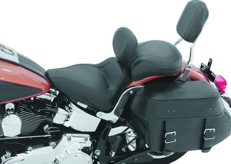 Mustang Motorcycle Mustang 00-15 Harley Softail Standard Rear Tire Sport Touring Solo Seat w/Driver Backrest - Black