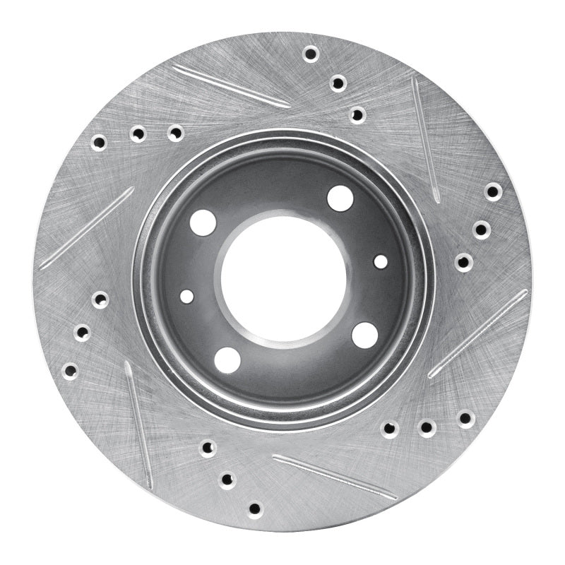 R1 Concepts R1 00-02 Hyundai Accent Front Left Drilled & Slotted Silver Brake Rotor