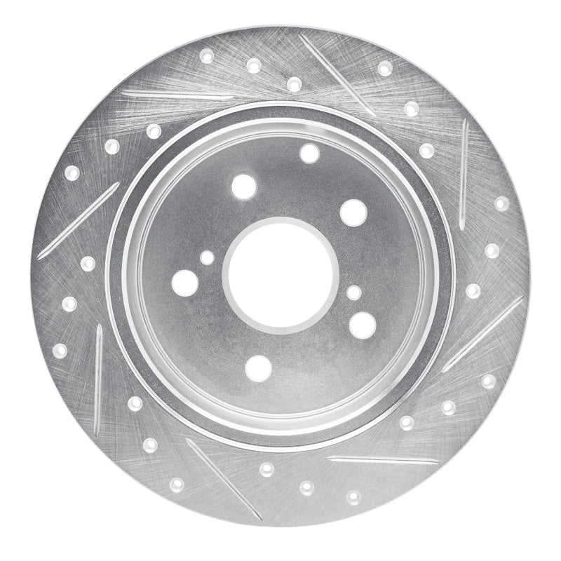 R1 Concepts R1 09-13 Pontiac Vibe Rear Left Drilled & Slotted Silver Brake Rotor