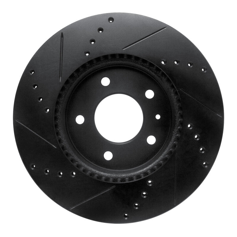 R1 Concepts R1 07-15 Chevrolet Equinox Front Right Drilled & Slotted Black Brake Rotor