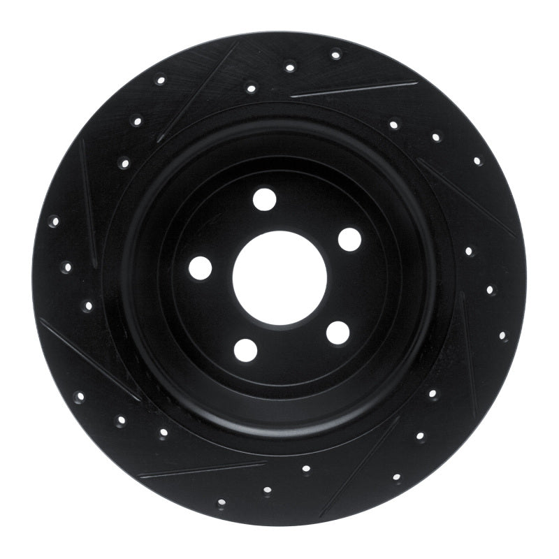 R1 Concepts R1 15-24 Ford Fusion Rear Right Drilled & Slotted Black Brake Rotor