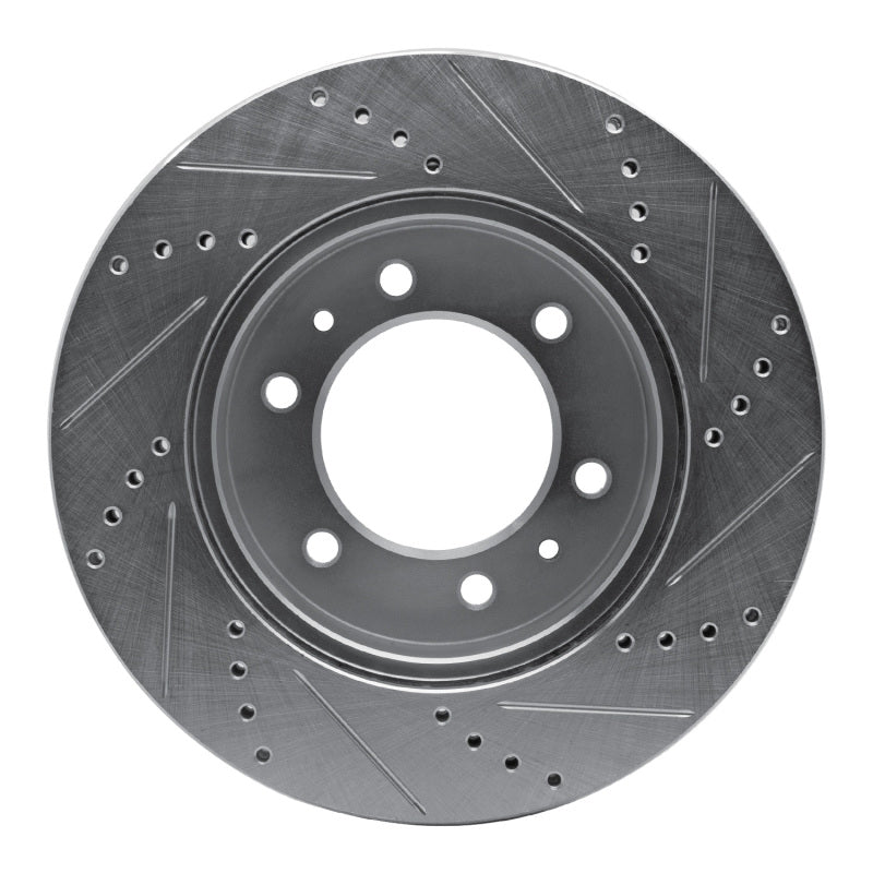 R1 Concepts R1 06-10 Hummer H3 Front Left Drilled & Slotted Silver Brake Rotor