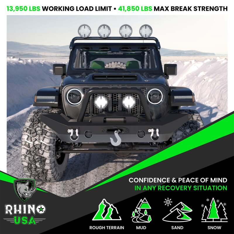 Rhino USA 3/4In D-Ring Shackle Set (2-Pack)(Gray)