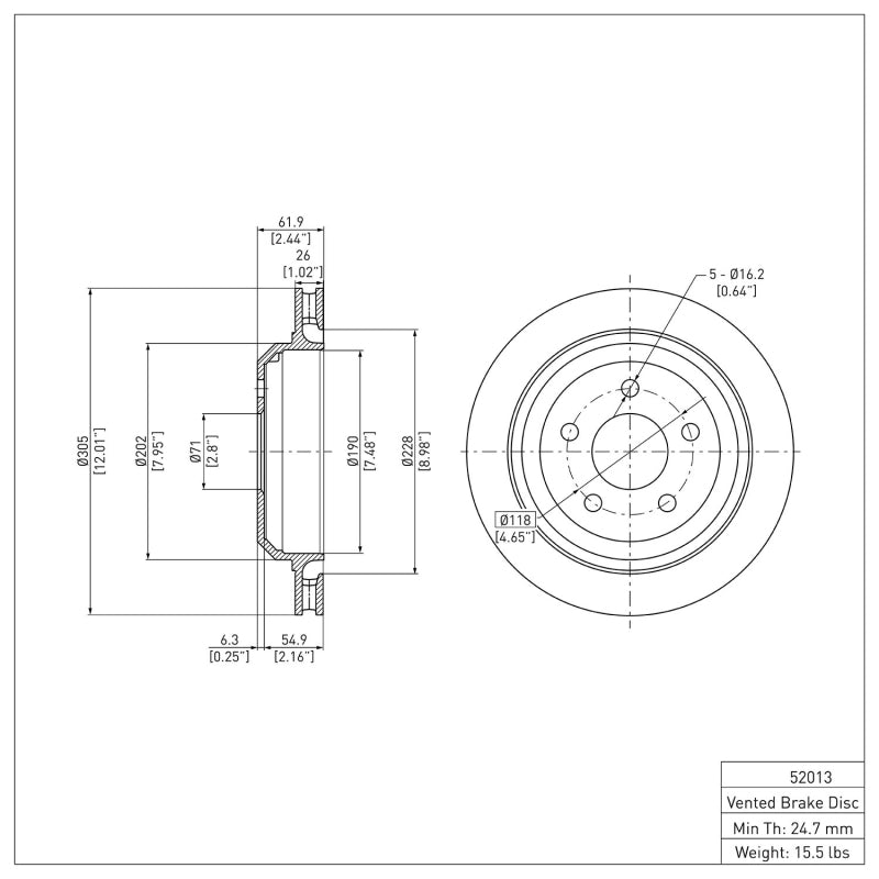 DFC 98-02 Chevrolet Camaro Rear Brake Rotor