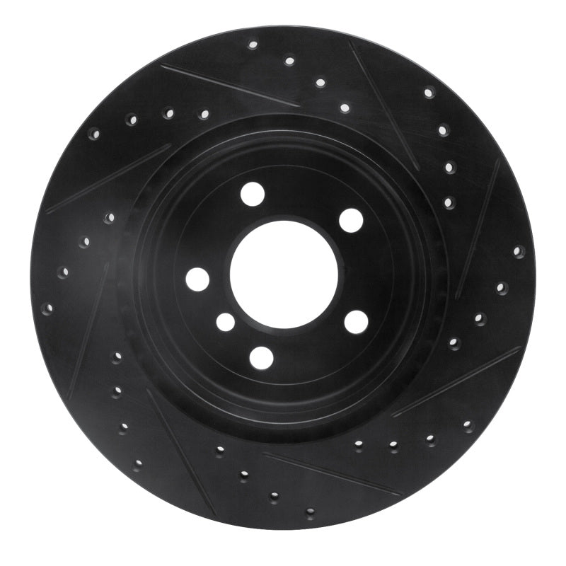 R1 Concepts R1 11-16 BMW 535I Rear Left Drilled & Slotted Black Brake Rotor