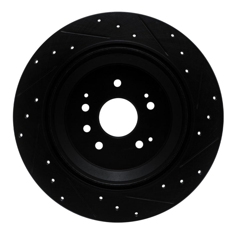 R1 Concepts R1 14-16 Acura MDX Rear Left Drilled & Slotted Black Brake Rotor
