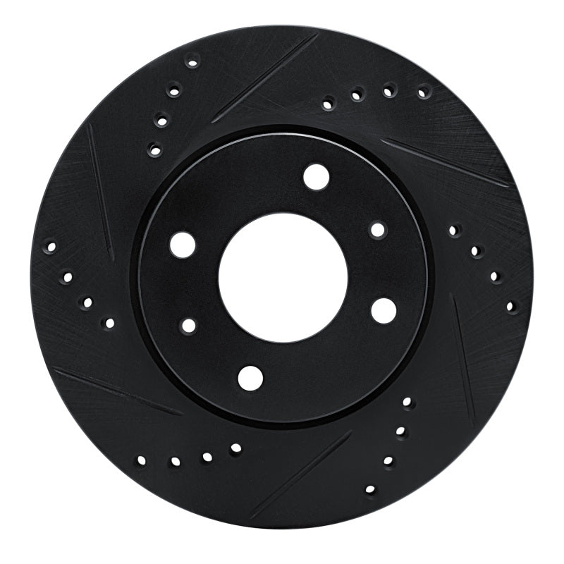 R1 Concepts R1 04-04 Mitsubishi Lancer Front Left Drilled & Slotted Black Brake Rotor