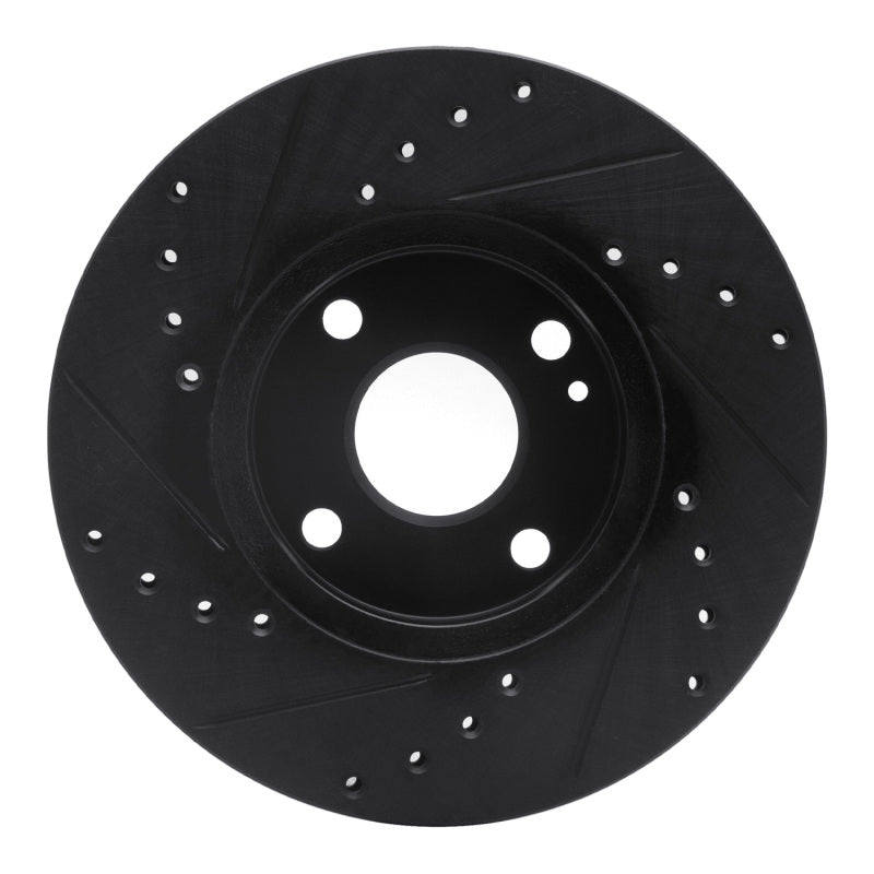 R1 Concepts R1 94-02 Mazda Miata Front Right Drilled & Slotted Black Brake Rotor