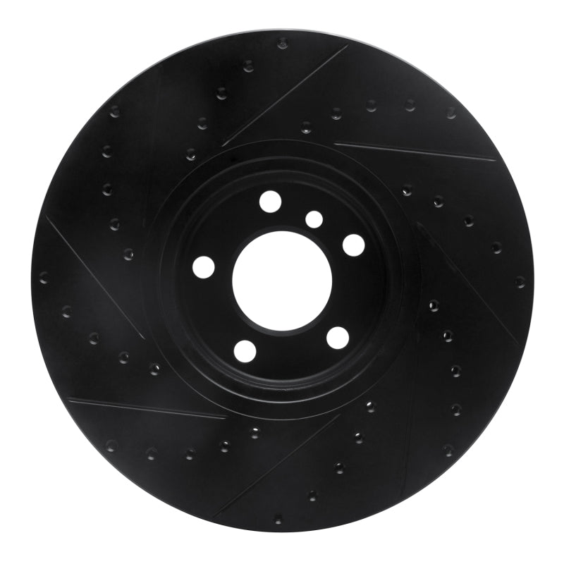 R1 Concepts R1 02-06 BMW X5 Front Right Drilled & Slotted Black Brake Rotor