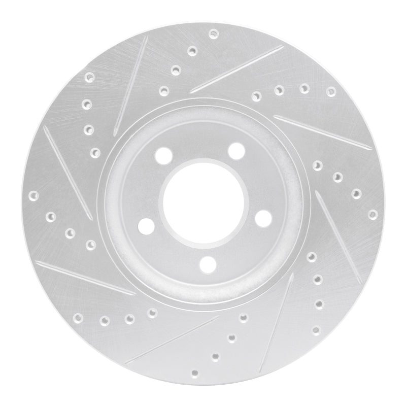 R1 Concepts R1 06-08 Jaguar S-Type Front Right Drilled & Slotted Silver Brake Rotor
