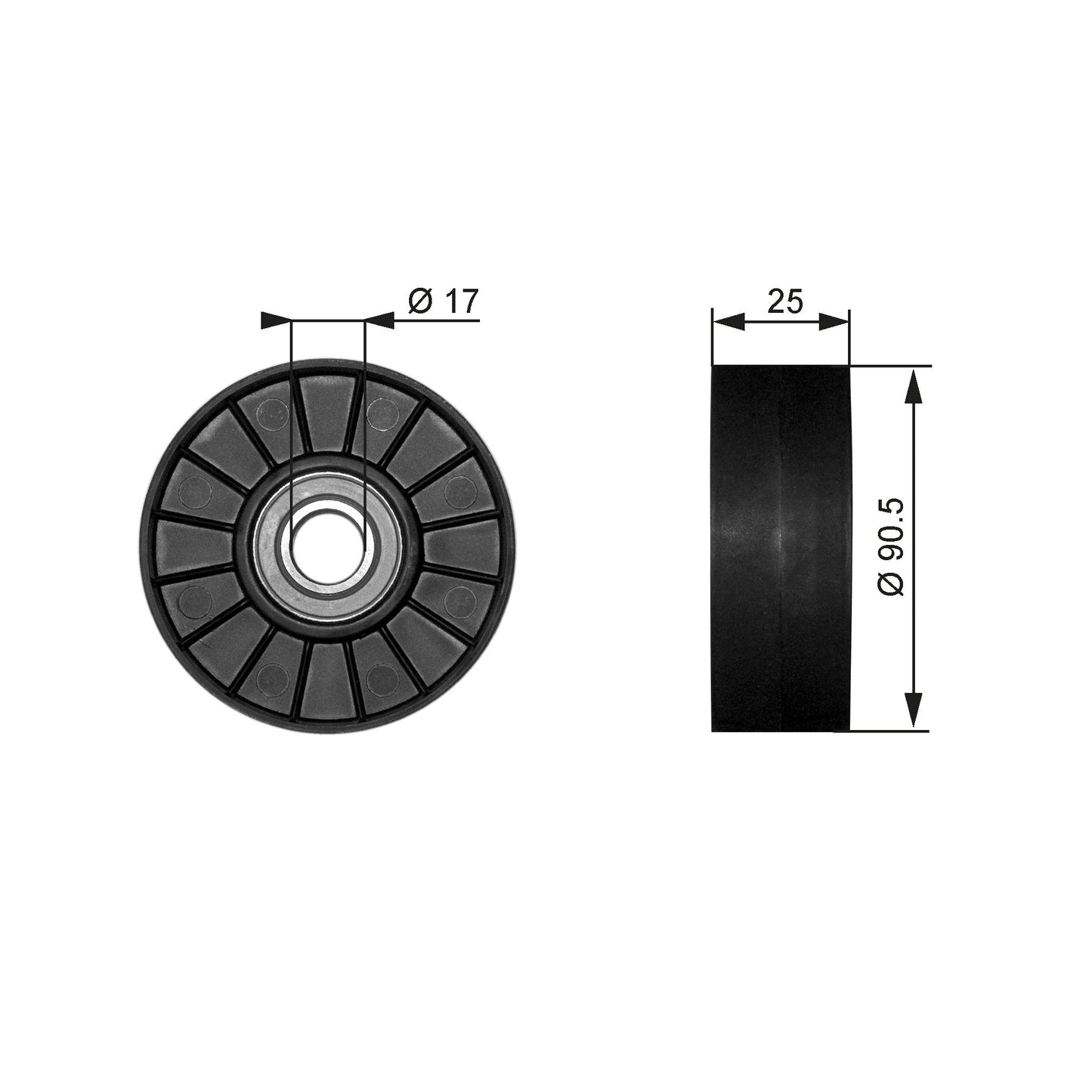 GATES GATT38007 V-Ribbed Belt Deflection/Guide Pulley