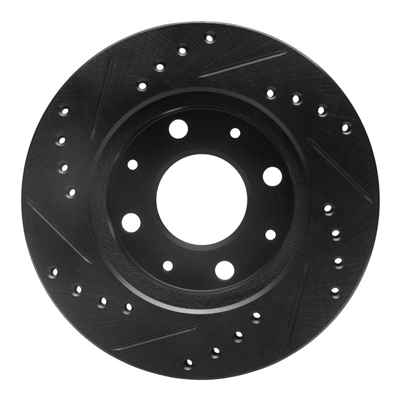 R1 Concepts R1 84-06 Honda CRX Front Right Drilled & Slotted Black Brake Rotor
