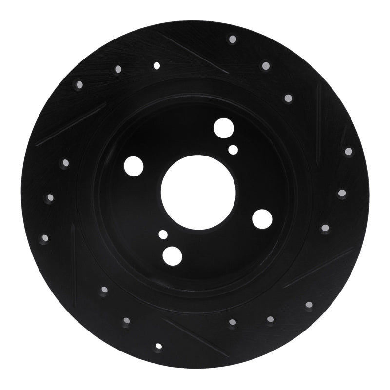 R1 Concepts R1 87-92 Chevrolet Nova Rear Left Drilled & Slotted Black Brake Rotor